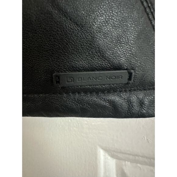 BLANC NOIR Black Leather Sheer Mesh Halter Crop Cropped Top Bra Cut-Out Back XS - Picture 4 of 7